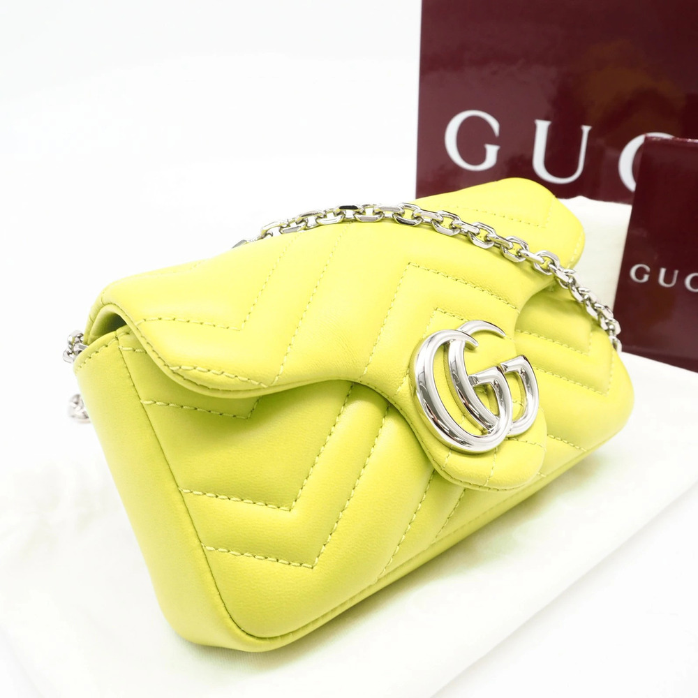 Gucci GG Marmont Shoulder Bag Yellow Lambskin